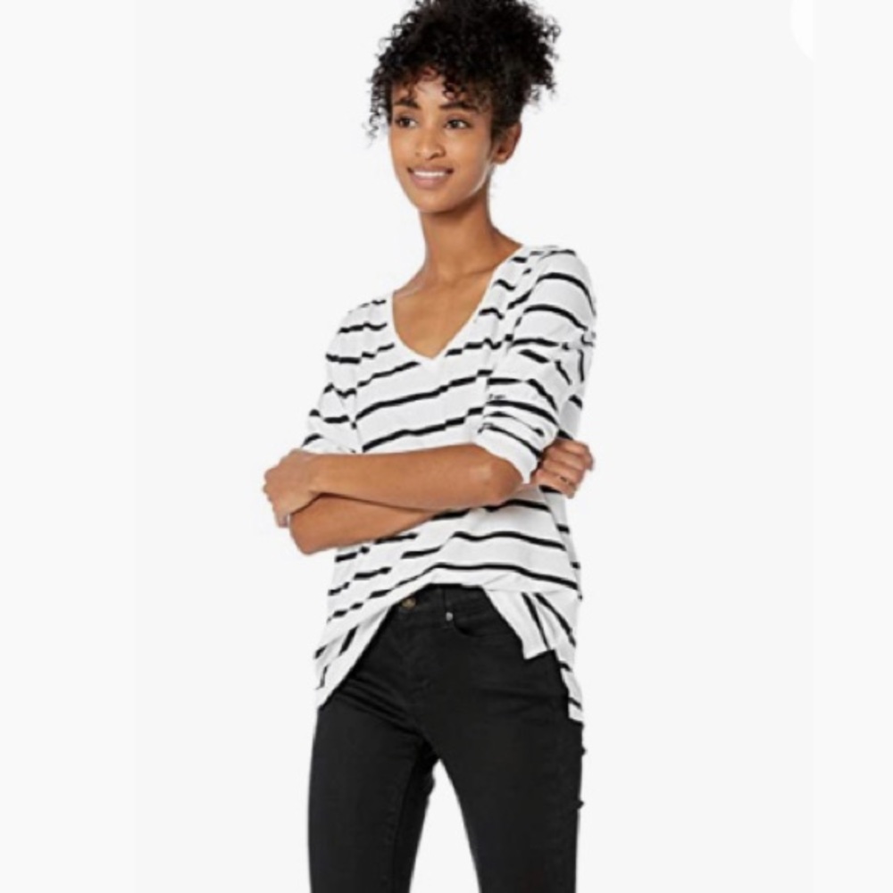 Striped V-Neck Long Sleeved Tee by Goodthreads